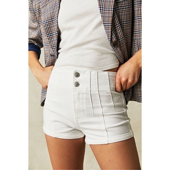 NWT Free People Jayde High Rise Denim Jean Shorts We The Free Pure White 24 - Picture 1 of 10